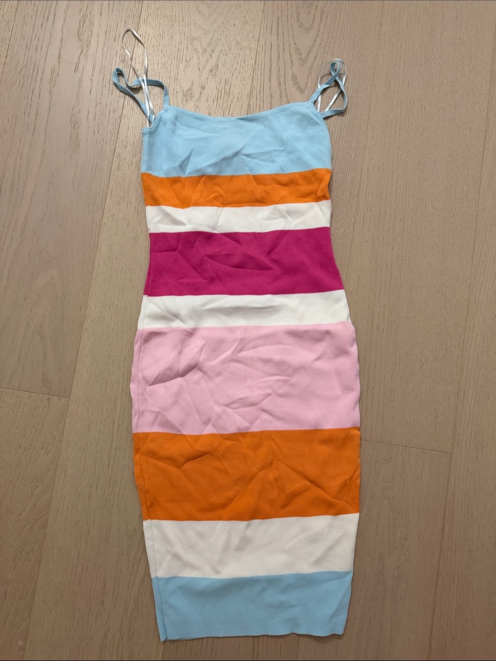 Striped Multicolor Spaghetti Strap Midi Dress - Unbranded